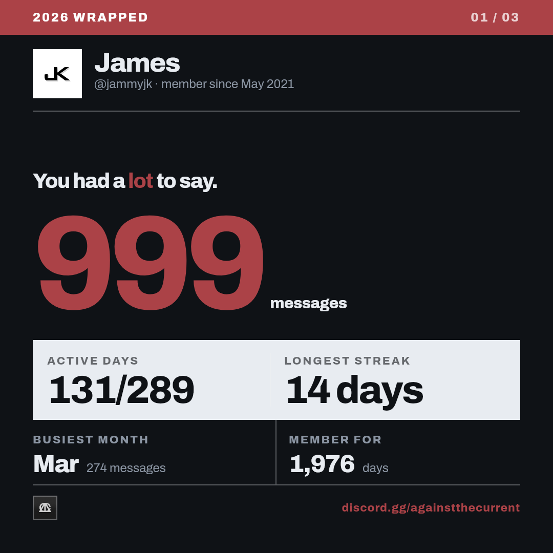 James's 2026 Wrapped, card 1 of 3
